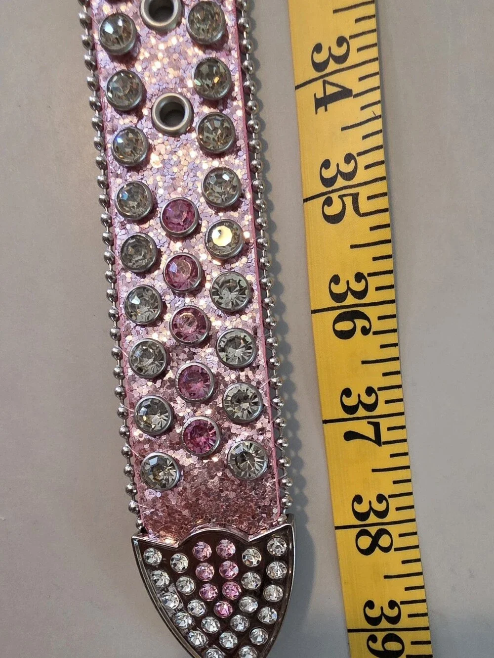 Unbranded Pink Rhinestone Western Belt Sparkly Leather Bling Cowboy Buckle